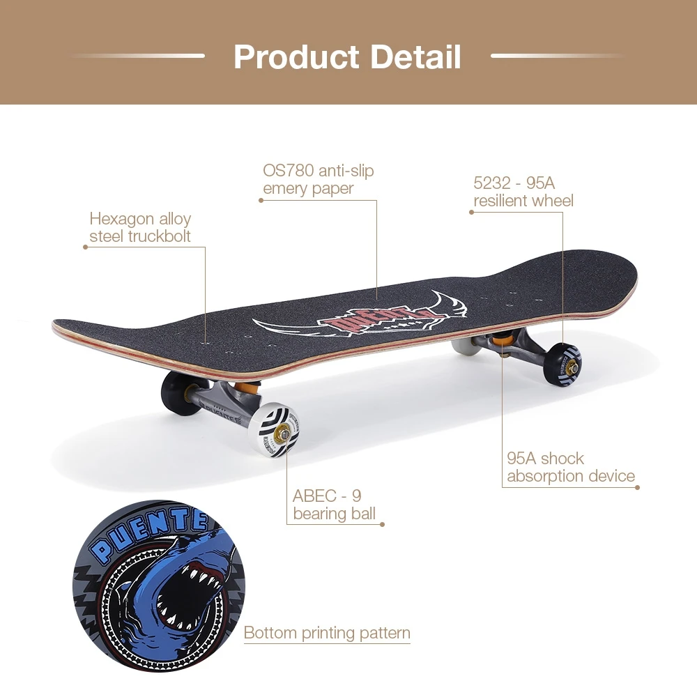 بوينتي 608 ABEC-9 الكبار الرباعي مزدوج Snubby القيقب لوح التزلج للترفيه