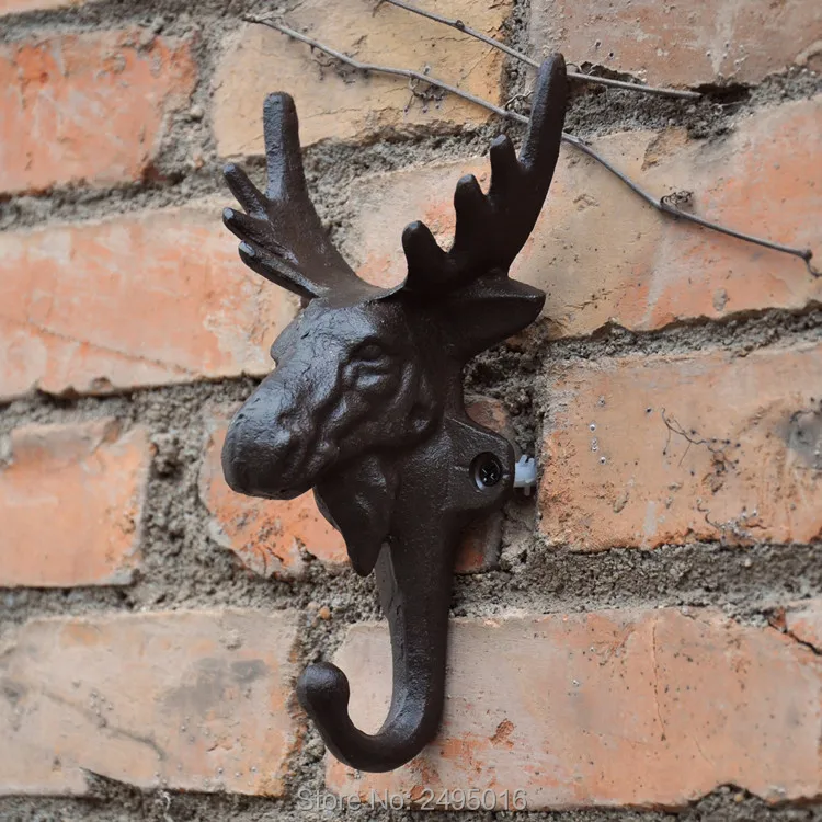Rustic Cast Iron Deer Elk Doe Coat Hookin Hooks & Rails from Home