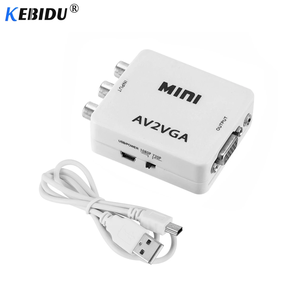Конвертер видео KEBIDU Mini HD AV2VGA конвертер AV RCA CVBS в VGA с аудио 3 5 мм для ПК HDTV|Кабели VGA| |