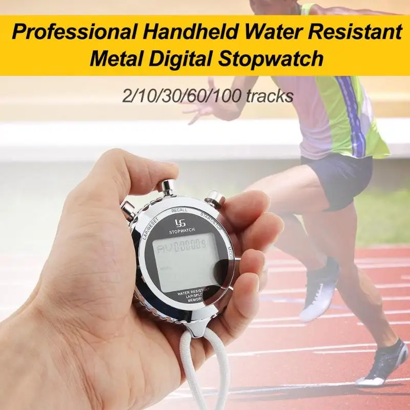 

Professional Handheld Water Resistant Metal Digital Stopwatch Chronograph Sports Training Timer Stop Watch Resistant Metal
