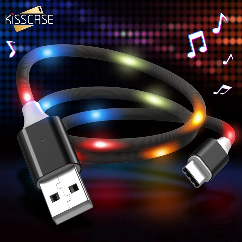 

KISSCASE LED Voice Control Type C Cable For Samsung S9 S8 Plus Note 9 8 Fast Charging USB Charger Cables USB tipo C kabel Cord
