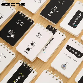 

EZONE Mini Spiral Notebook Coil Notebook Handbook Portable Creative Words 160 Sheet Agenda Student Korean Stationery Fashion
