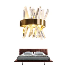 Modern Crystal wall light For Living Room Luxury Stainless Steel crystal wall lamp home light Gold wall sconce AC 110V 220V Modern Crystal wall light For Living Room Luxury Stainless Steel crystal wall lamp home light Gold wall sconce AC 110V 220V