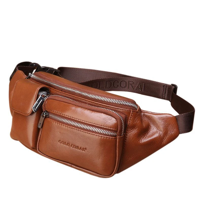 

New 100% Genuine Leather Men Waist Chest Bags First Layer Cowhide Multi-Purpose Shoulder Bum Bags Male Hip Fanny Belt Pack