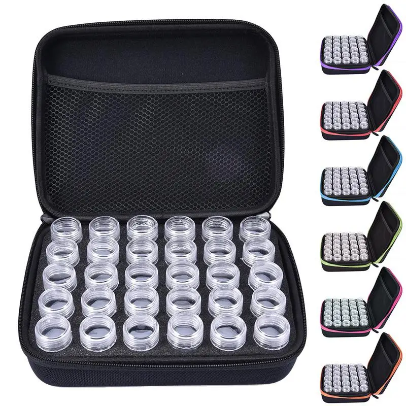 

30 Slots Diamond Embroidery Box Diamond Painting Accessory Case Clear plastic Beads Display Storage Boxes Zipper Design