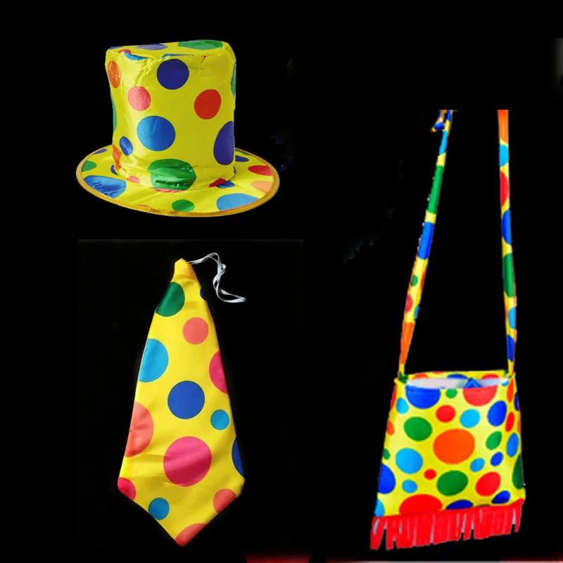 

Polka Dot Clown Costume Accessories Hat Tie Bag Circus Party Fancy Dress Halloween Christmas New Year Party Pavor