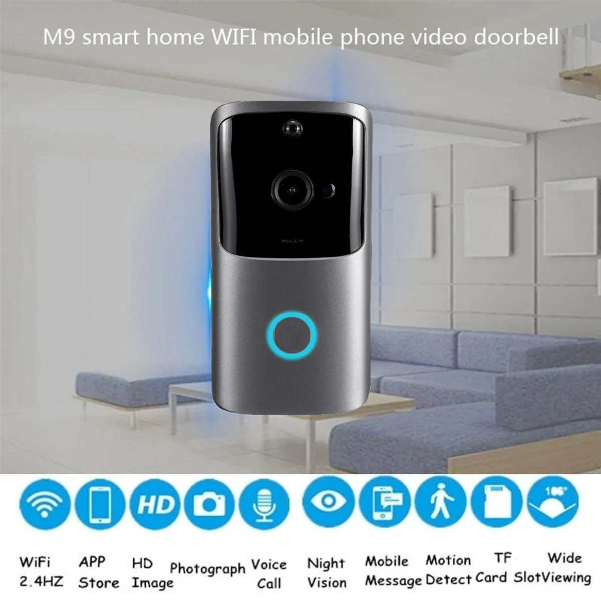 

M10 Video Doorbell 720P/ 15fps 100MP WIFI XSH CAM /UBELL-APP Two-Way Voice Intercom with TF Card