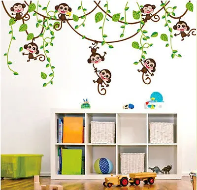

Fashionable Monkey Jungle Tree Wall Sticker Environmental Removable PVC Vinyl Art Decals Kid Nursery Bedroom Decoration