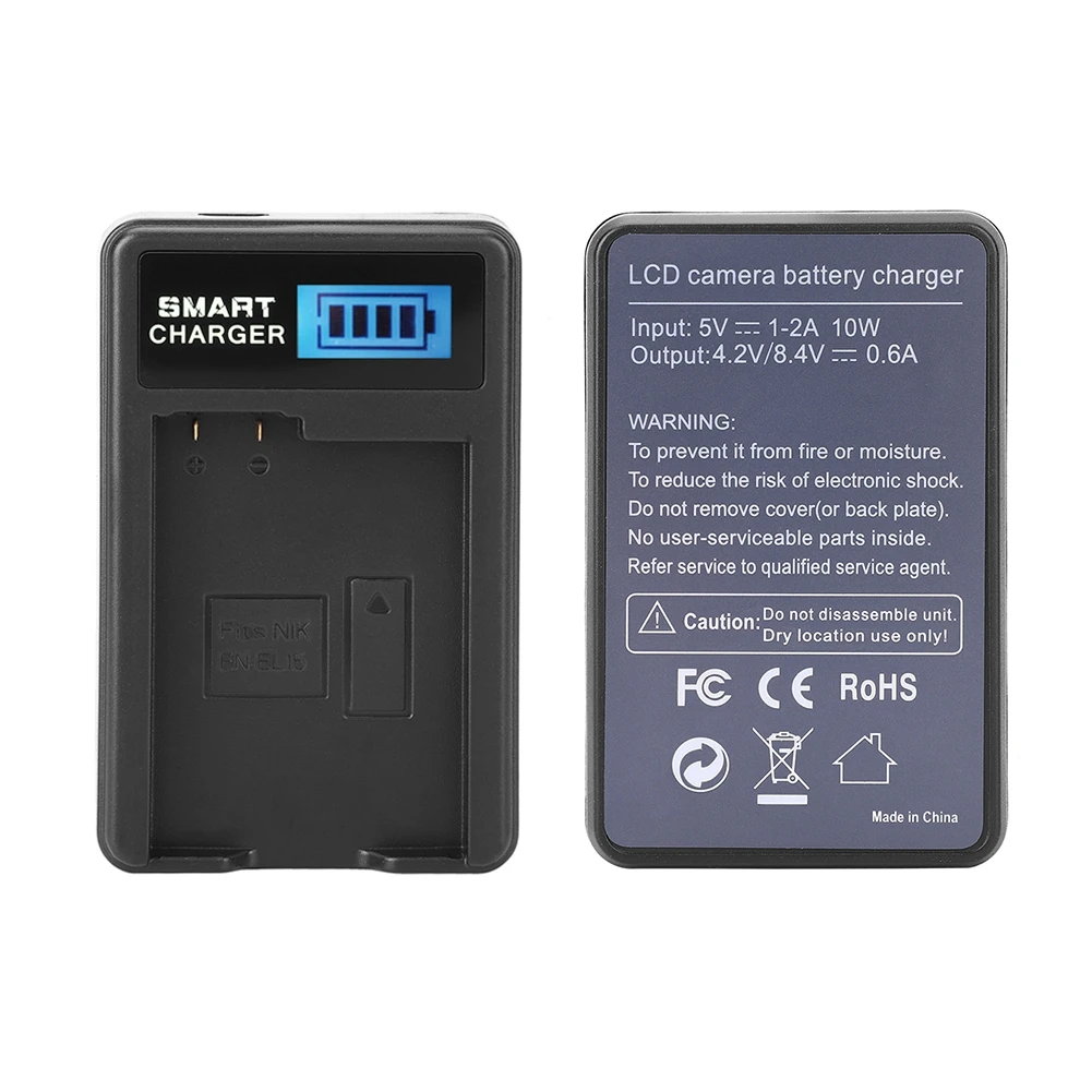 EN-EL15 Батарея-Зарядное устройство с одним гнездом USB зарядка с ЖК-дисплей Экран USB зарядный кабель для Nikon D600 D610 D750 Камера