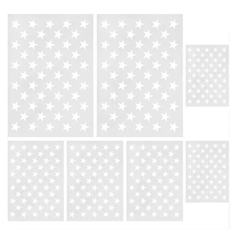 

7pcs American Element DIY Spray Template Map Five-pointed Star Hollow Wall Painting Durable Crafts Work Logo Banner