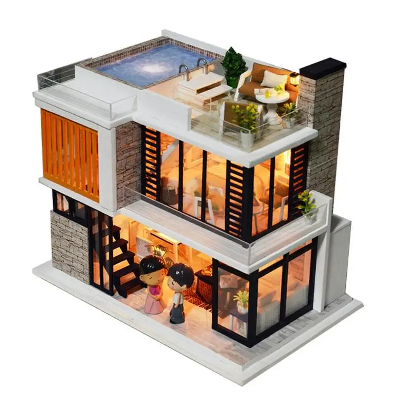 

Kids Wooden Furniture Assemble Kit Miniature Doll House Model Toys Children Handmade Dollhouse Baby DIY Handicraft Birthday Gift