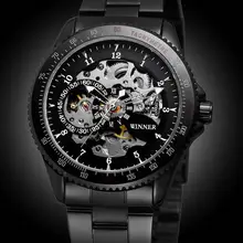 WINNER 2019 Fashion Militray Watch Men Auto Mechanical Skeleton Dial Copper Stainless Steel Strap Mens Watches Top Brand Luxury WINNER 2019 Fashion Militray Watch Men Auto Mechanical Skeleton Dial Copper Stainless Steel Strap Mens Watches Top Brand Luxury