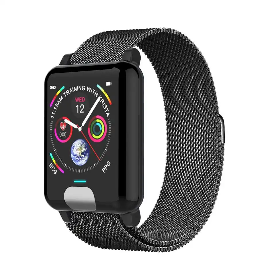 

2019 E04 ECG EKG Display Smart Watch Men Women Blood Pressure Milanese Version Multi-sports Mode Sport Fitness for iOS Android