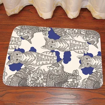 

Luxury cartoon cat printed 40x60cm Doormat Entrance carpet Floor Mat kitchen Rug Indoor/Bathroom anti-slip carpets door mats YLW