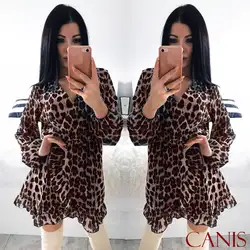 Sjirts новые модные женские осенние с v-образным вырезом с длинным рукавом леопардовые облегающие Повседневные Вечерние юбки