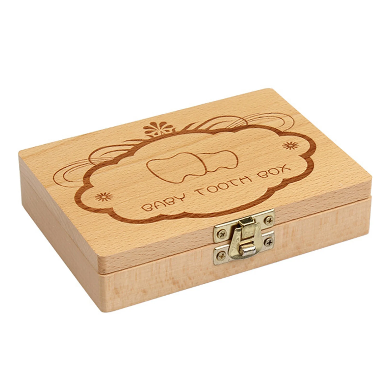 Wooden Tooth Box Organizer for Kids Baby Boys Girls Save Milk Teeth Storage Box
