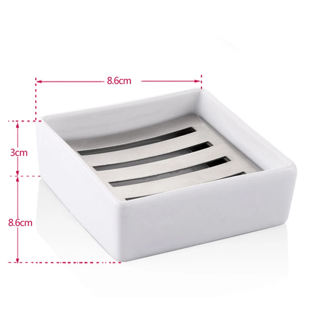 1 шт. Керамика мыльница Нержавеющая сталь квадратный дренаж двойной Слои