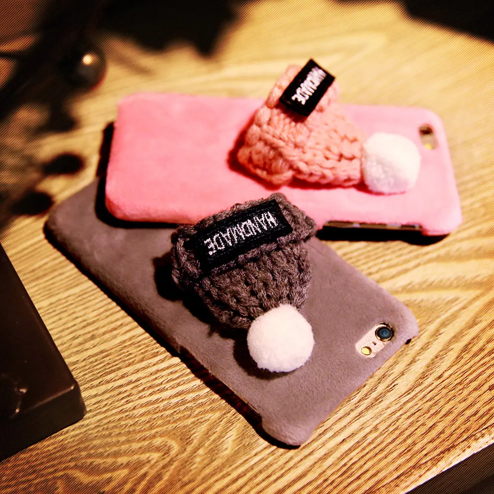 KISSCASE пушистый чехол для iPhone X 5 5S SE 6 6s 7 8 DIY крышка шляпы Чехлы плюс зимняя