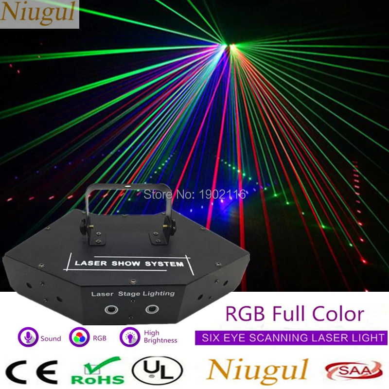 

6 Lens RGB Scan Laser Light /Linear Beam Effect Scanning Laser Light /Professional Laser Show System Projector/DJ Stage Lighting