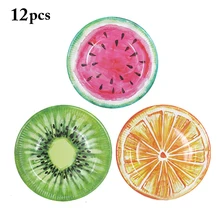 12PCS Hawaii Theme Birthday Party Adult Decoration Disposable Printing Round Fruit Cake Paper Plate Watermelon Plate Orange 12PCS Hawaii Theme Birthday Party Adult Decoration Disposable Printing Round Fruit Cake Paper Plate Watermelon Plate Orange