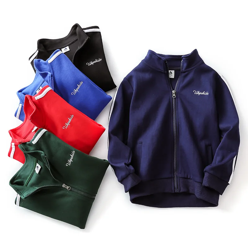 

Children's new zipper stand collar sports jacket. Girls Boys Long-sleeved baseball uniform. tops