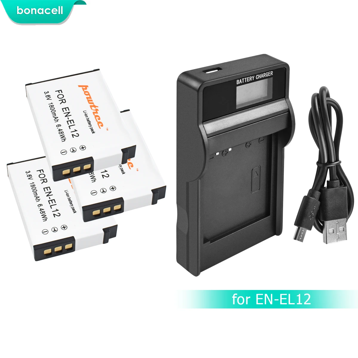 Bonacell 1800 мА/ч, EN-EL12 RU EL12 Батарея+ ЖК-дисплей Chargerfor Nikon CoolPix S610 S610c S620 S630 S710 P300 P310 P330 S6200 S9400 L15