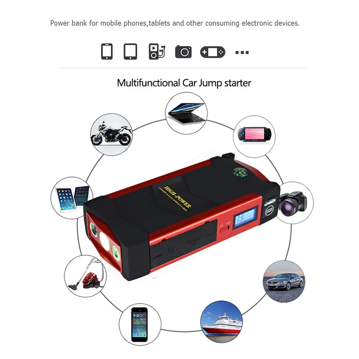 4 USB 12V 82800mAh Portable LED Emergency Car Battery Jump Starter Multifunction Power Bank Tool Kit For Auto Starting Device 4 USB 12V 82800mAh Portable LED Emergency Car Battery Jump Starter Multifunction Power Bank Tool Kit For Auto Starting Device