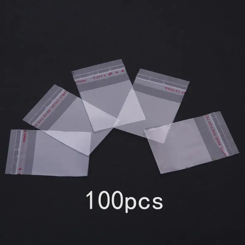 100 шт./компл. Resealable Cellophane прозрачные OPP пакеты самоклеящиеся пластиковые блестки