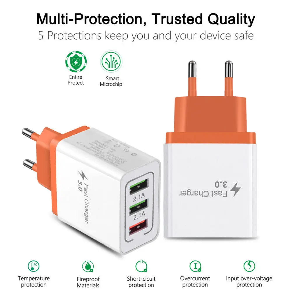 

Jetjoy 18W Quick Charger USB 3.0 Fast Mobile Phone Charger US/EU Plug Wall USB Charger Adapter for iPhone Samsung Xiaomi Huawei