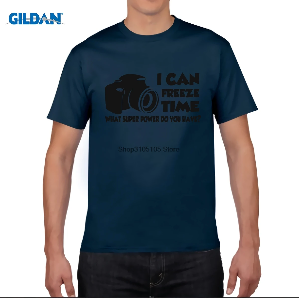 

GILDAN men short sleeve t shirt Mens Freeze Time Funny Super Power Photographer Camera Career T Shirt 2017 Fashion T-Shirt