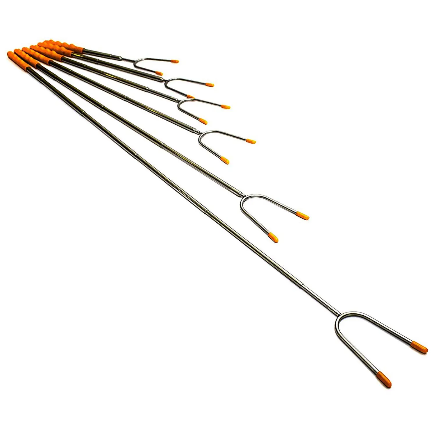 Fashion 6 Premium Marshmallow Roasting Sticks 45 Inches Extra Long Extendable Stainless Steel Skewers Telescoping BBQ Forks fo