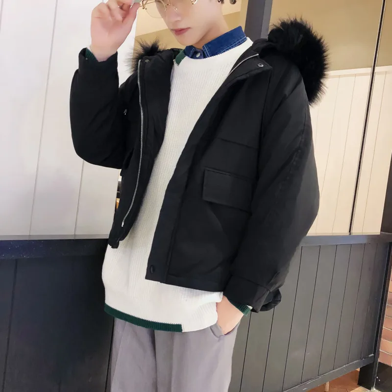 Winter Jacket Men Thick Warm Fur Collar Hooded Coat