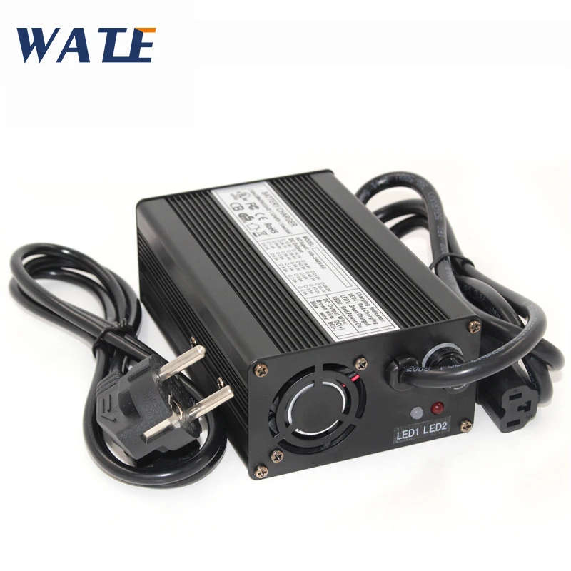 Carregador de Bateria de Lítio para Bicicleta Elétrica E-bike com Fusível de Segurança 50.4v 2a 44.4v 12s Li-ion Lipo