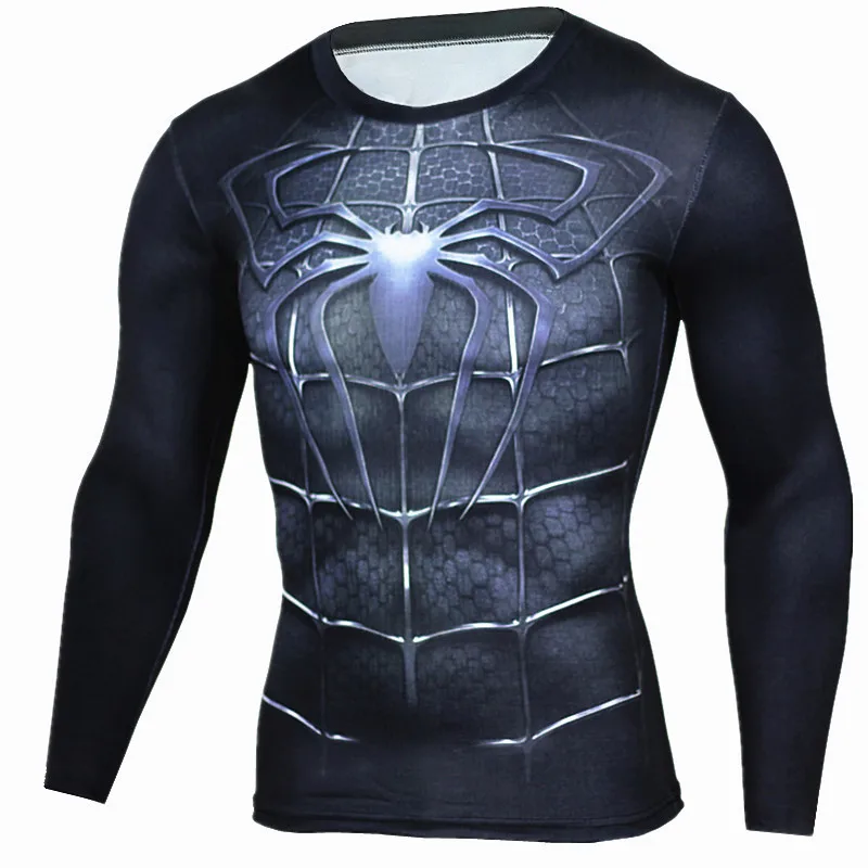 

2018 Spiderman 3D t shirts Compression Shirt Men Bodybuilding Skin Tight Long Sleeve Rashguard MMA Gyms Fitness Workout Tops Tee