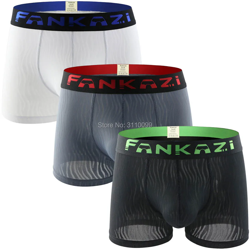 

Men's Wave stripe Pattern Ice silk Boxers Pouch Underwear Designed for the skin