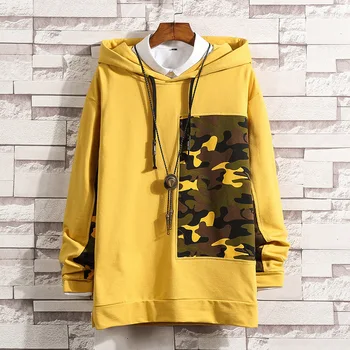 

#3067 Leisure Time Fashion Personality Camouflage Spelling Color Even Hoodie Male Easy Loose Coat Wear Foreign Trade