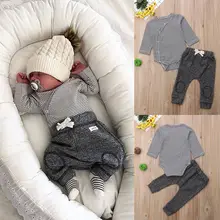 Pudcoco/комплекты одежды для мальчиков американский хлопок, 2 предмета, комбинезон в полоску для новорожденных мальчиков, топы+ длинные штаны, одежда для детей от 0 до 24 месяцев