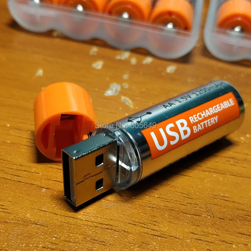 4 шт. перезаряжаемые литий ионные USB батареи 1 5 в AA 1200 мАч|Перезаряжаемые батареи| |
