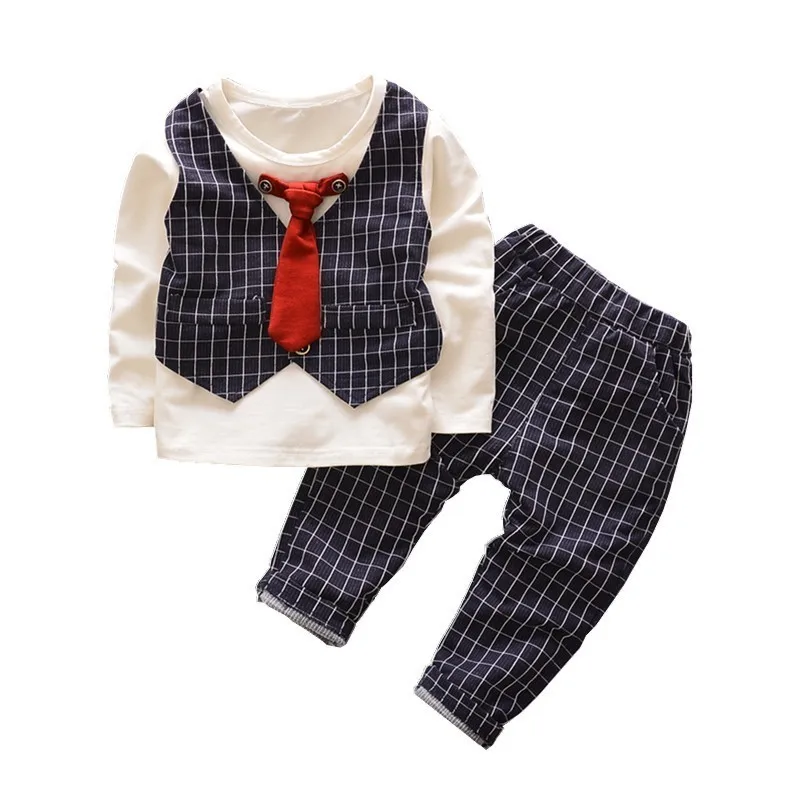 

Children Girls Boys Cotton Clothing Sets Spring Autumn Baby Necktie T-Shirt Pants 2Pcs/Sets Fashion Kids Tracksuit 1-5 Years