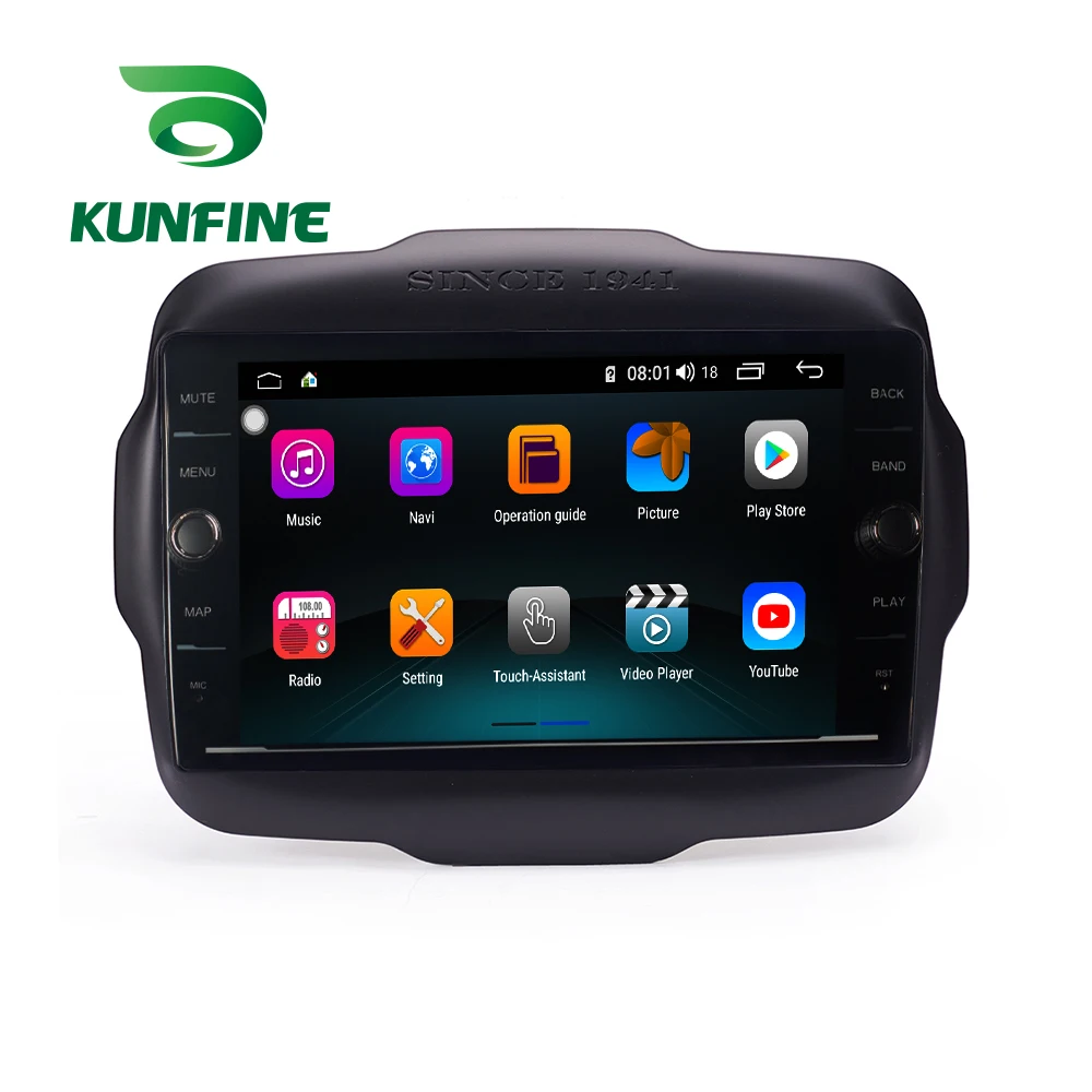 Discount Octa Core 4GB RAM 64GB ROM Android 8.1 Car DVD GPS Player Deckless Car Stereo for Jeep Renegade 2016 Radio Head Unit Wifi 4G 4