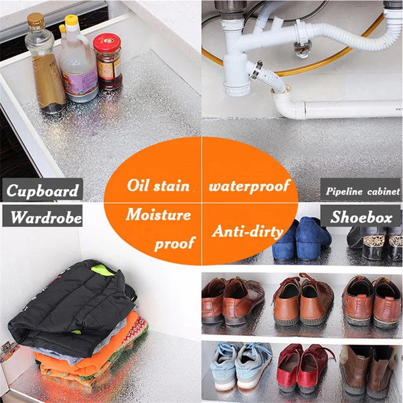Kitchen Wall Sticker Stove Aluminum Foil Oil-proof Stickers Anti-fouling High-temperature Self-adhesive Wallpaper 40W*100L CM