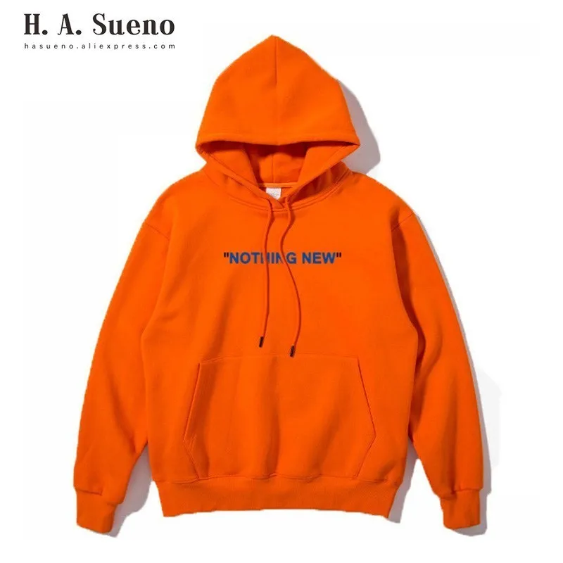 

H.A.Sueno 2019 Fashion NOTHING NEW English Letter Printing Hoodie High Street Lovers Branded sweatshirts Mens Sportswear /6