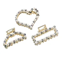 3 шт., женские шпильки, модные, квадратные, любовь, стразы, перламутровые, изогнутые, приливные, с боковым зажимом, головной убор