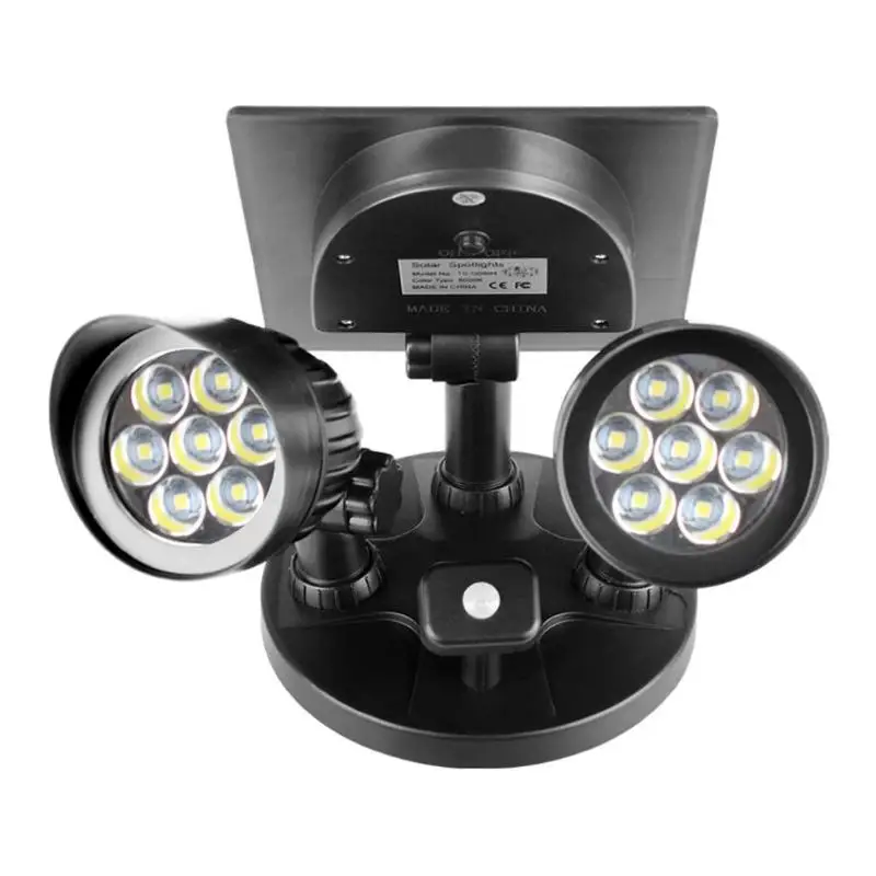 

6/14LED Double Head Waterproof Solar Lamp Human Body Motion Sensor Safety Night Light Spot Garden Pathway Wall Lamps