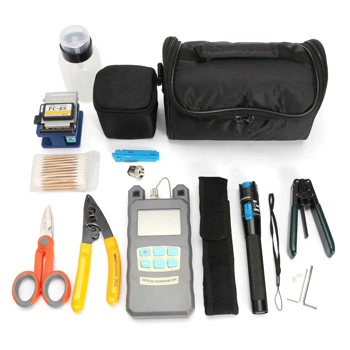 

10 In 1 Fiber Optic Tool Kit FC-6S Visual Fault Locator Power Meter TK16 Laser Cable Fiber Cleaver Set Electrical Instruments