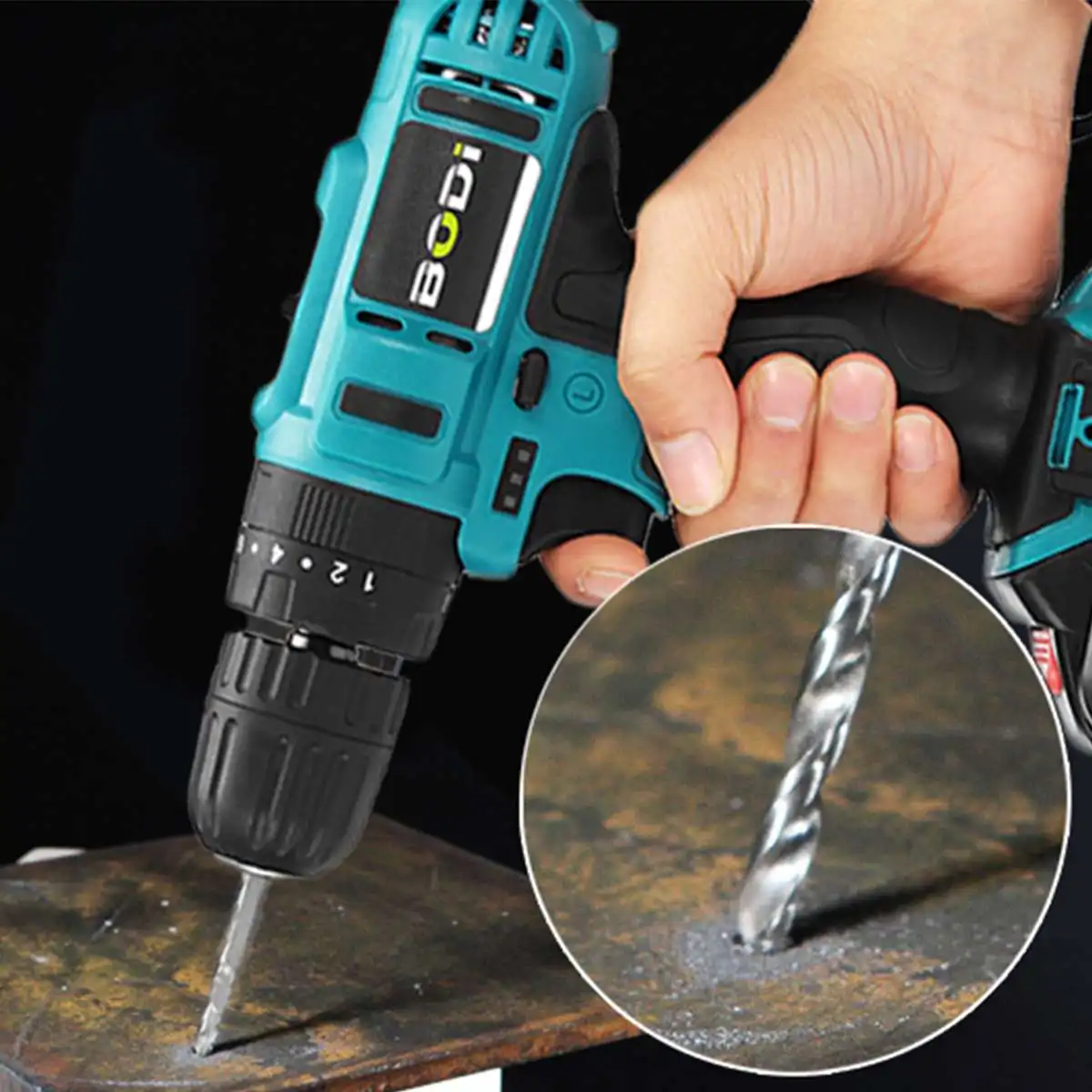

21V Double Speed Electric Screwdriver Drills Cordless 3/8" Power Tool Driver 1or 2 Battery Drill Impact Install for Metal Wood