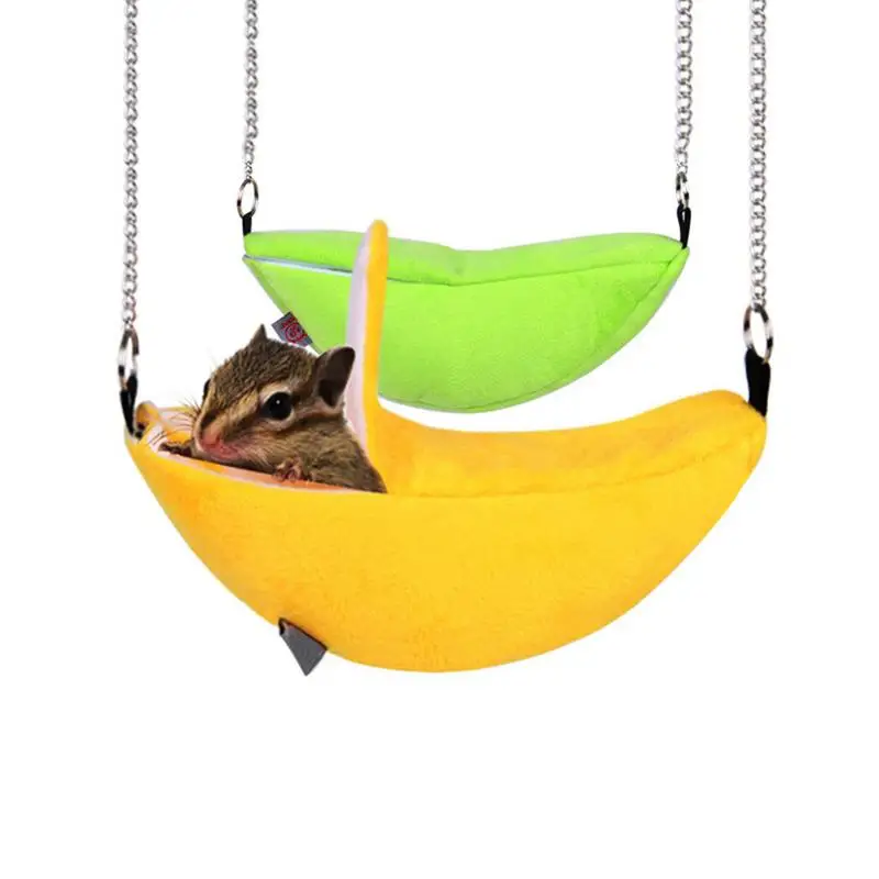 

Banana design Pets Hamster Hanging House Hammock Small Animals Cotton Cage Sleeping Nest Pet Bed Rat Hamster Toys Cage Swing New