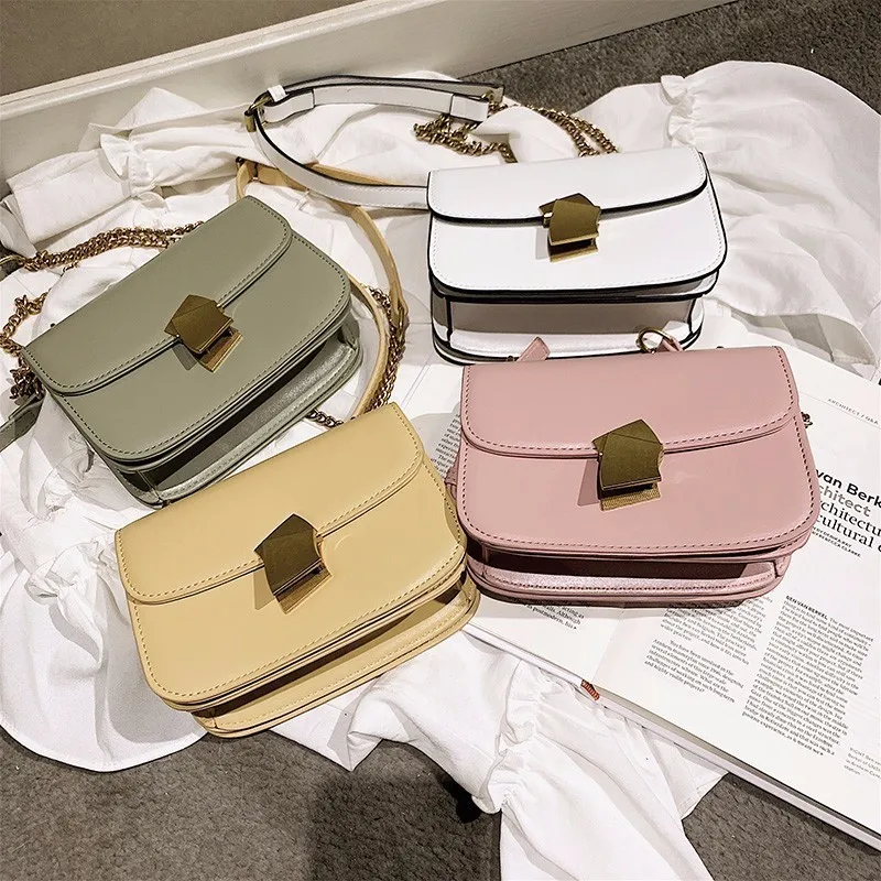 

Women's Bag PU Leather Shoulder Bag Solid Color Soft Chain Handbag Bolsa Feminina Luxury Handbags Women Bags Designer Sac A Main