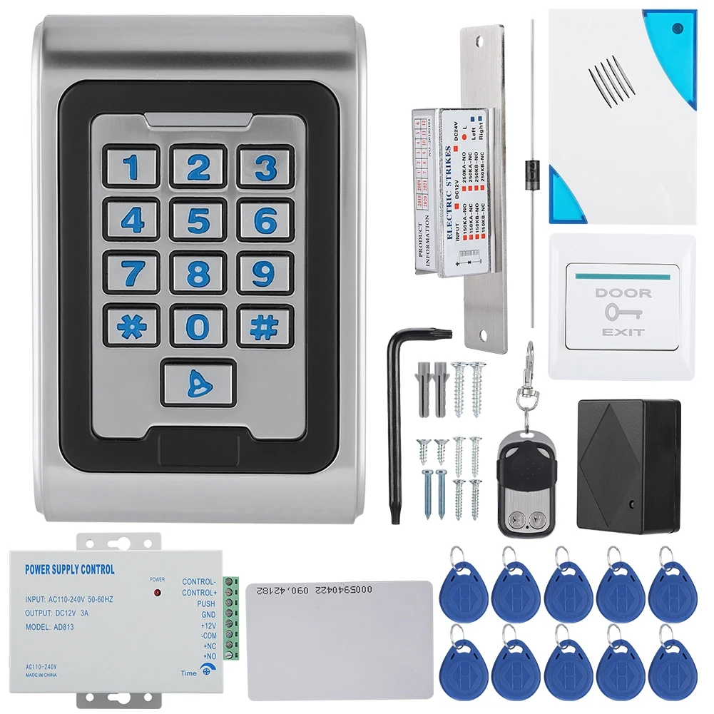

2019 RFID Keypad Access Control System Kit Door Lock 125KHz EM Card For Door Entry