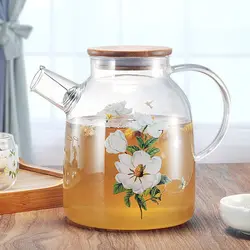 1 шт./компл. обжиг цветочный принт чай горшок прозрачный стеклянный чайный набор утолщенные термостойкие взрывостойкие стекло бутылка